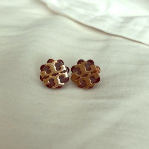 Tory Burch Tortoise Logo Stud Earrings